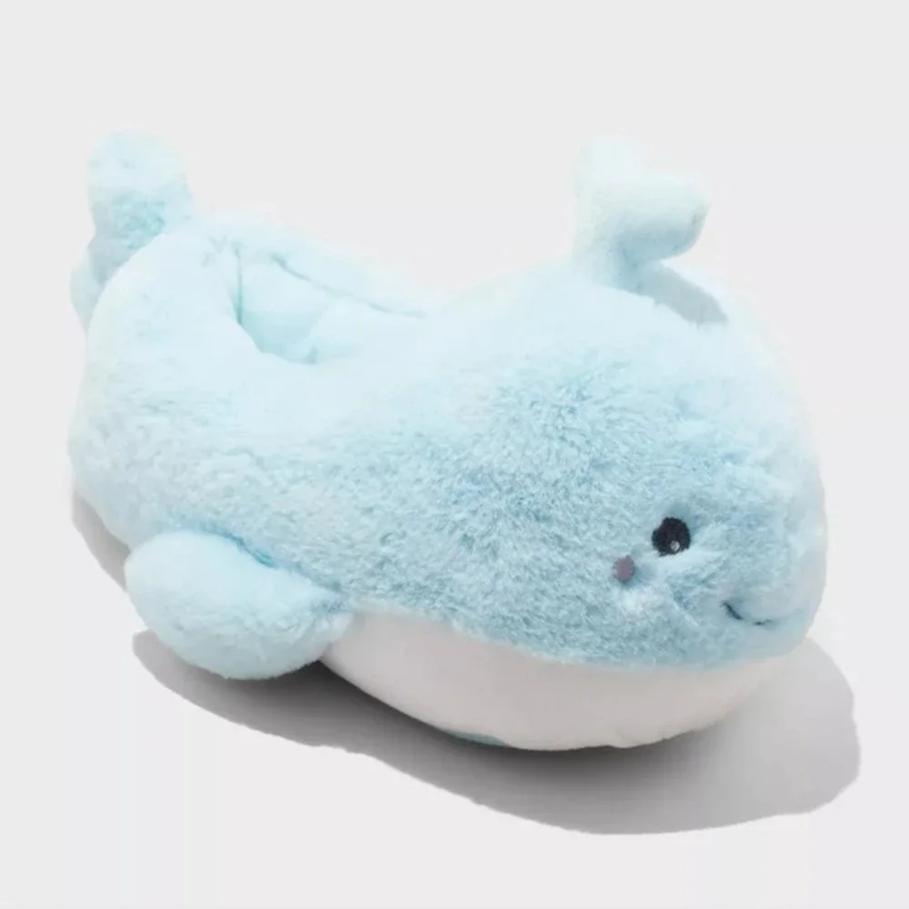 Girls' Whale Character Slippers – Cat & Jack Blue Size 6-7 Big Girl New With Tag